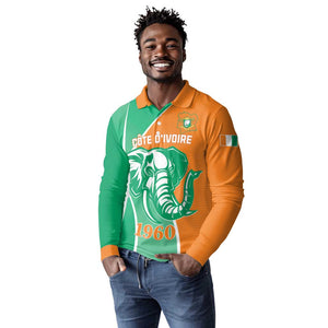 Ivory Coast Independence Day Long Sleeve Polo Shirt Cote d Ivoire Elephant