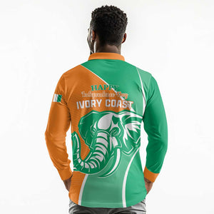 Ivory Coast Independence Day Long Sleeve Polo Shirt Cote d Ivoire Elephant