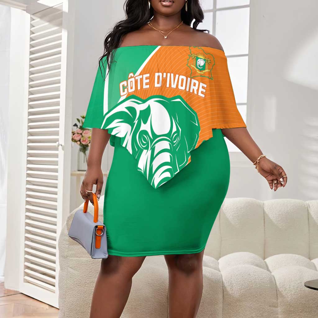 Ivory Coast Independence Day Off Shoulder Short Dress Cote d Ivoire Elephant