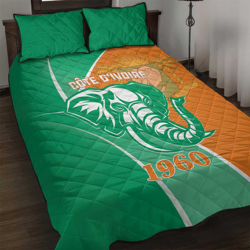 Ivory Coast Independence Day Quilt Bed Set Cote d Ivoire Elephant