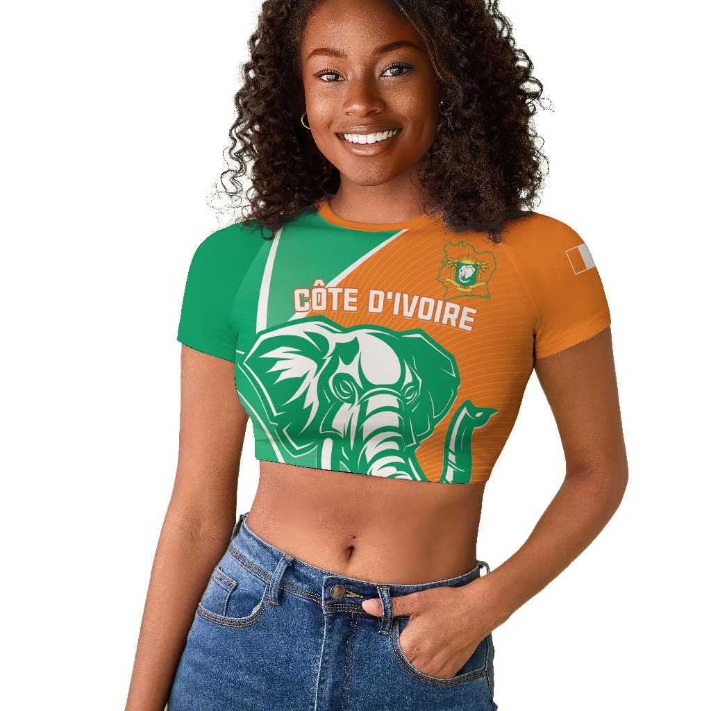 Ivory Coast Independence Day Raglan Cropped T shirt Cote d Ivoire Elephant