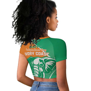 Ivory Coast Independence Day Raglan Cropped T shirt Cote d Ivoire Elephant