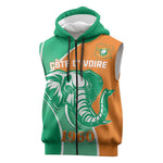 Ivory Coast Independence Day Sleeveless Zip Hoodie Cote d Ivoire Elephant - African Pride