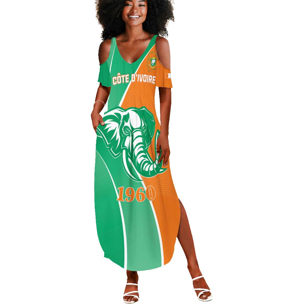 Ivory Coast Independence Day Summer Maxi Dress Cote d Ivoire Elephant