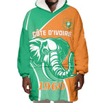 Ivory Coast Independence Day Wearable Blanket Hoodie Cote d Ivoire Elephant