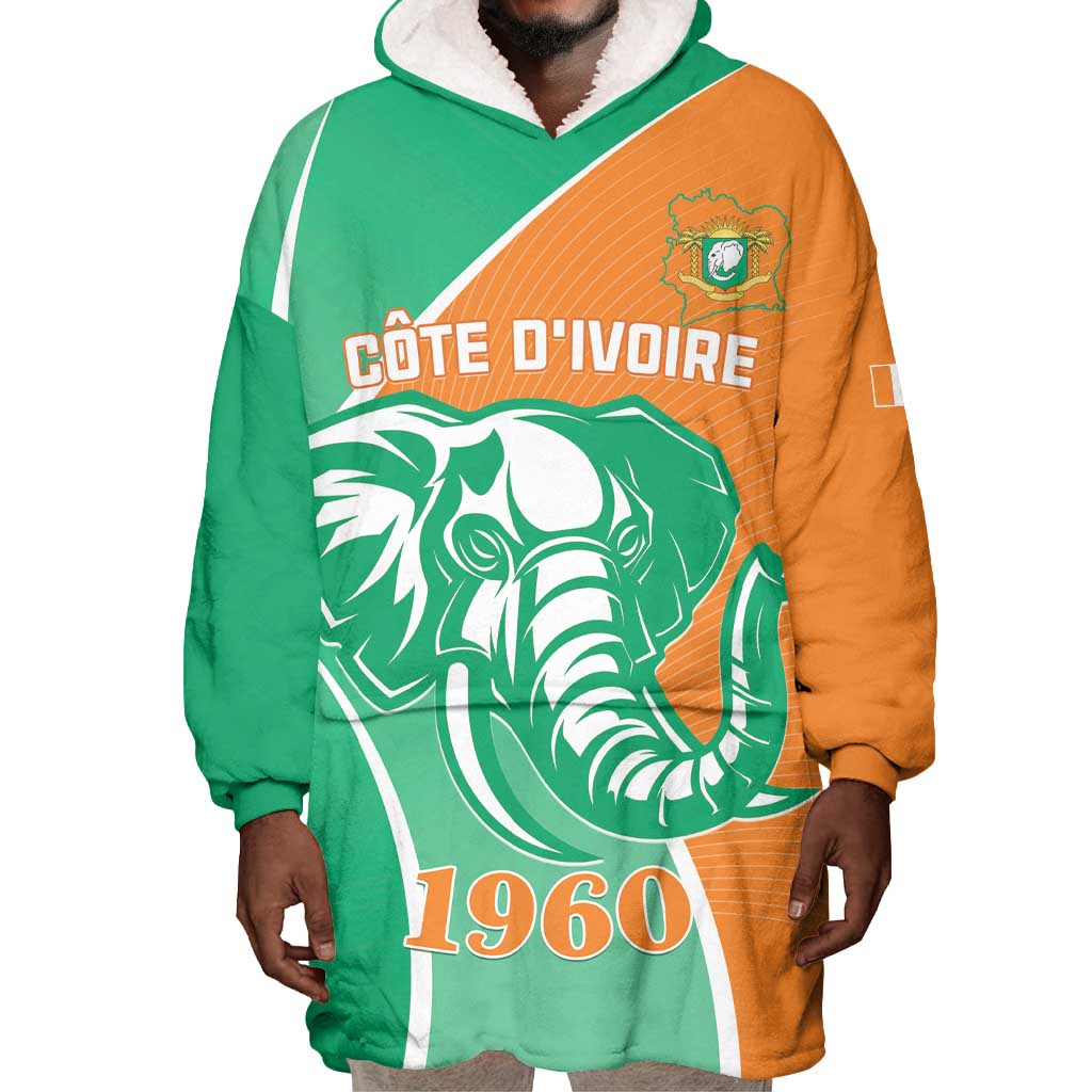 Ivory Coast Independence Day Wearable Blanket Hoodie Cote d Ivoire Elephant