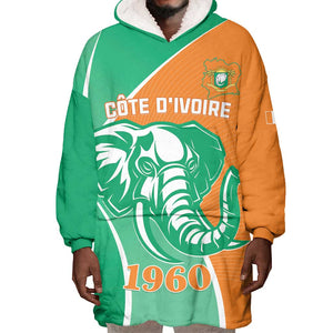 Ivory Coast Independence Day Wearable Blanket Hoodie Cote d Ivoire Elephant