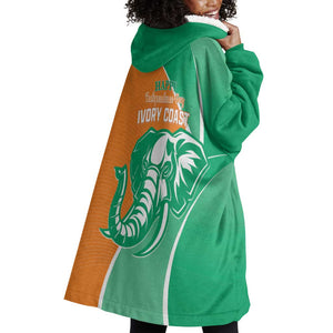 Ivory Coast Independence Day Wearable Blanket Hoodie Cote d Ivoire Elephant