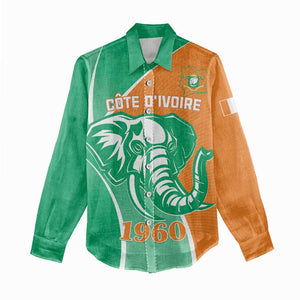 Ivory Coast Independence Day Women Casual Shirt Cote d Ivoire Elephant