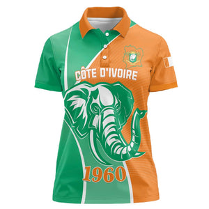 Ivory Coast Independence Day Women Polo Shirt Cote d Ivoire Elephant