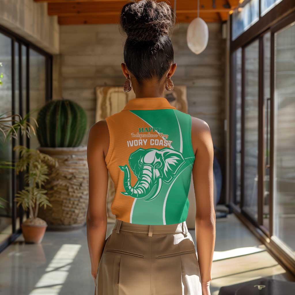 Ivory Coast Independence Day Women Sleeveless Polo Shirt Cote d Ivoire Elephant
