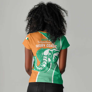 Ivory Coast Independence Day Women V-Neck T-Shirt Cote d Ivoire Elephant