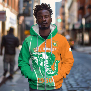 Ivory Coast Independence Day Zip Hoodie Cote d Ivoire Elephant