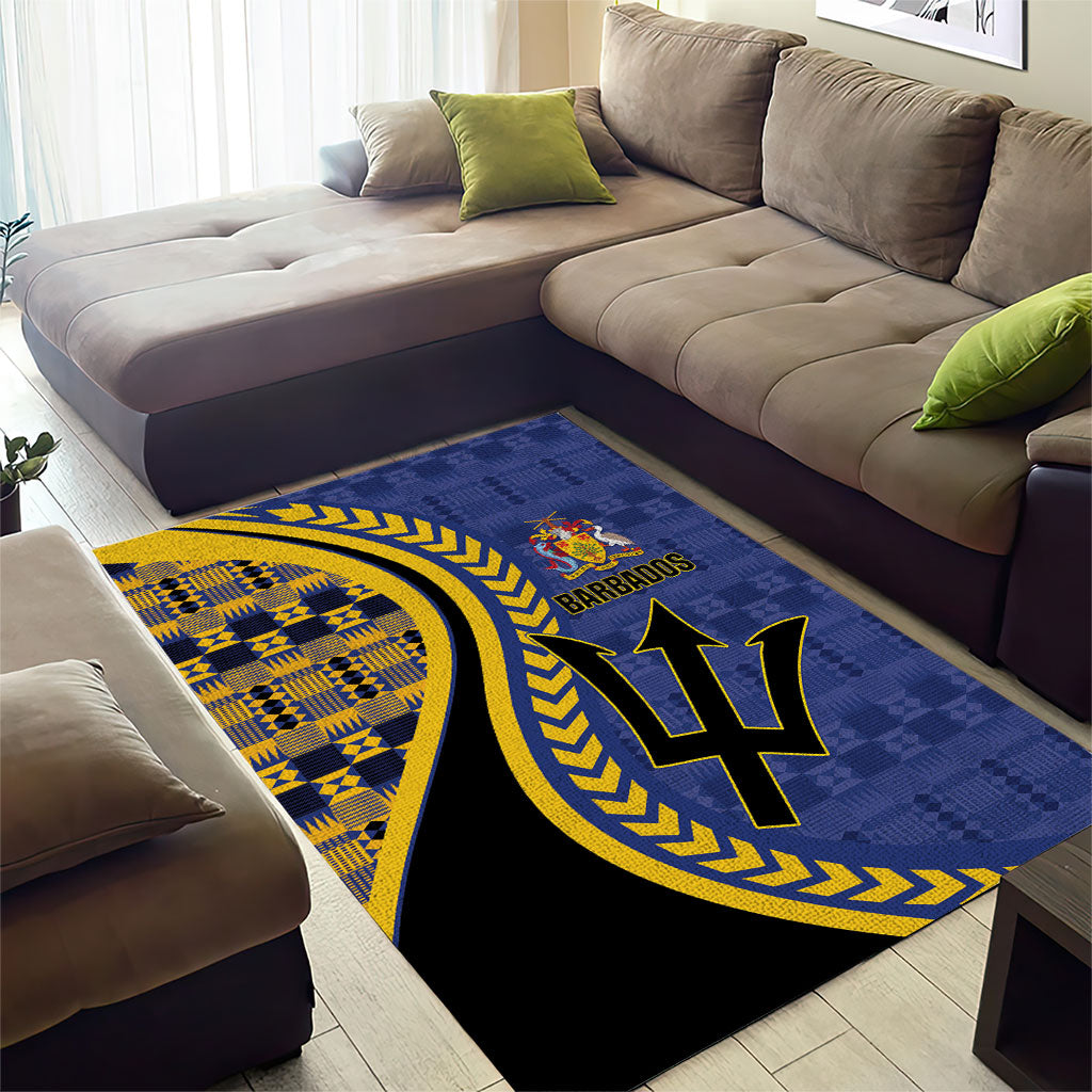 Barbados Trident Area Rug Afro-Barbadians Kente Pattern