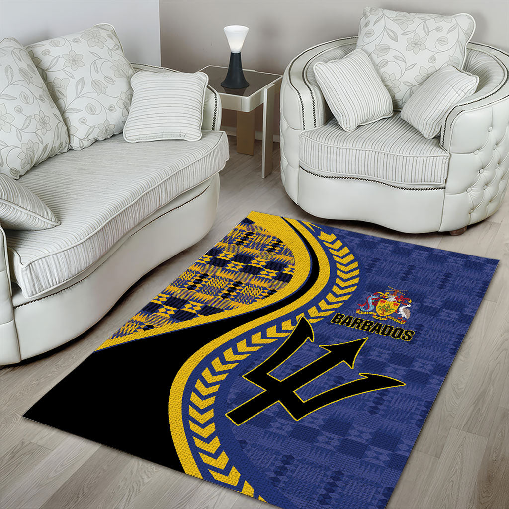 Barbados Trident Area Rug Afro-Barbadians Kente Pattern