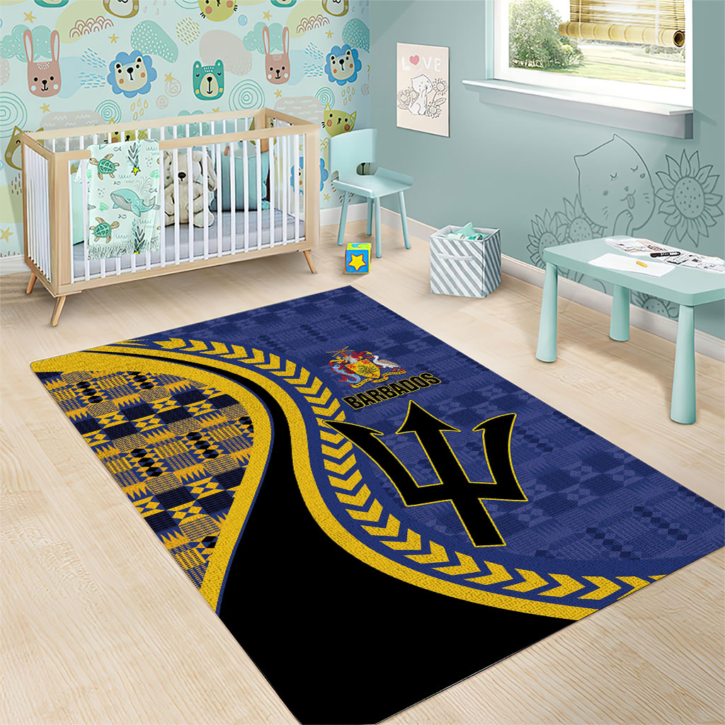 Barbados Trident Area Rug Afro-Barbadians Kente Pattern