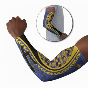 Personalized Barbados Trident Arm Sleeves Afro-Barbadians Kente Pattern