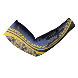 Personalized Barbados Trident Arm Sleeves Afro-Barbadians Kente Pattern