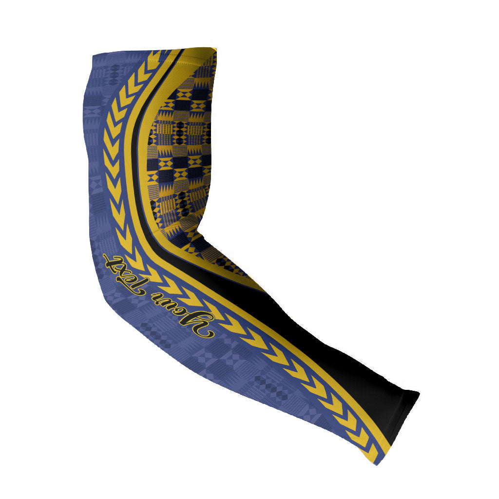 Personalized Barbados Trident Arm Sleeves Afro-Barbadians Kente Pattern