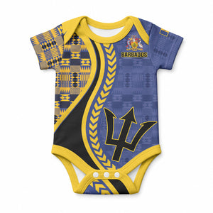 Personalized Barbados Trident Baby Onesie Afro-Barbadians Kente Pattern