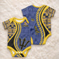 Personalized Barbados Trident Baby Onesie Afro-Barbadians Kente Pattern