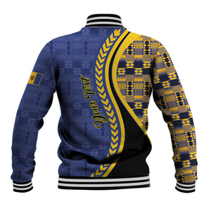 Personalized Barbados Trident Baseball Jacket Afro-Barbadians Kente Pattern