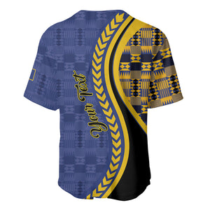Personalized Barbados Trident Baseball Jersey Afro-Barbadians Kente Pattern