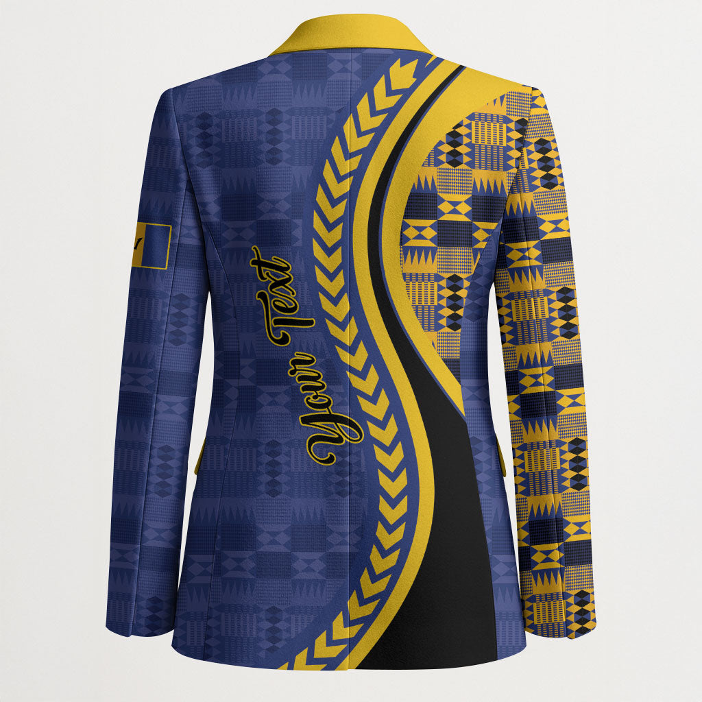 Personalized Barbados Trident Blazer Afro-Barbadians Kente Pattern