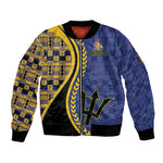 Personalized Barbados Trident Bomber Jacket Afro-Barbadians Kente Pattern