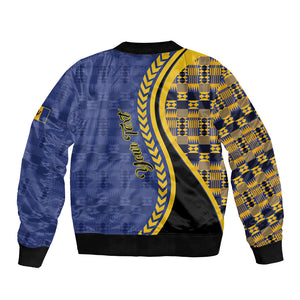 Personalized Barbados Trident Bomber Jacket Afro-Barbadians Kente Pattern