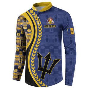 Personalized Barbados Trident Button Sweatshirt Afro-Barbadians Kente Pattern