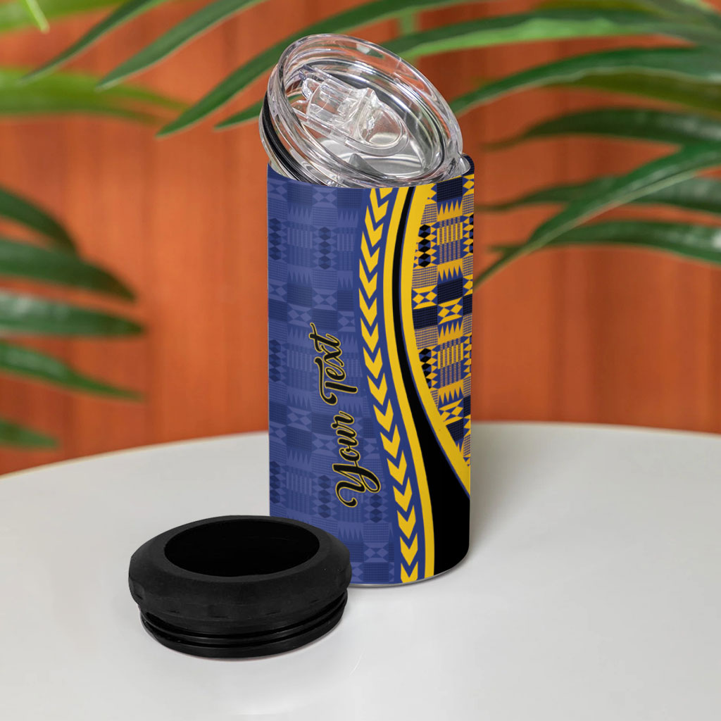Personalized Barbados Trident 4 in 1 Can Cooler Tumbler Afro-Barbadians Kente Pattern