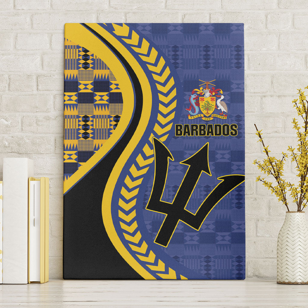 Barbados Trident Canvas Wall Art Afro-Barbadians Kente Pattern