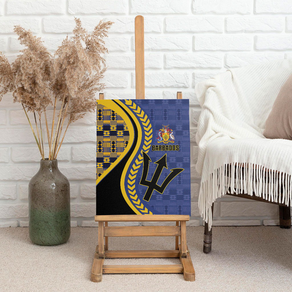 Barbados Trident Canvas Wall Art Afro-Barbadians Kente Pattern