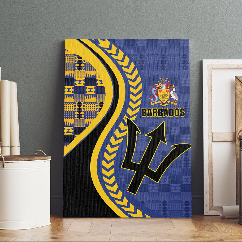 Barbados Trident Canvas Wall Art Afro-Barbadians Kente Pattern