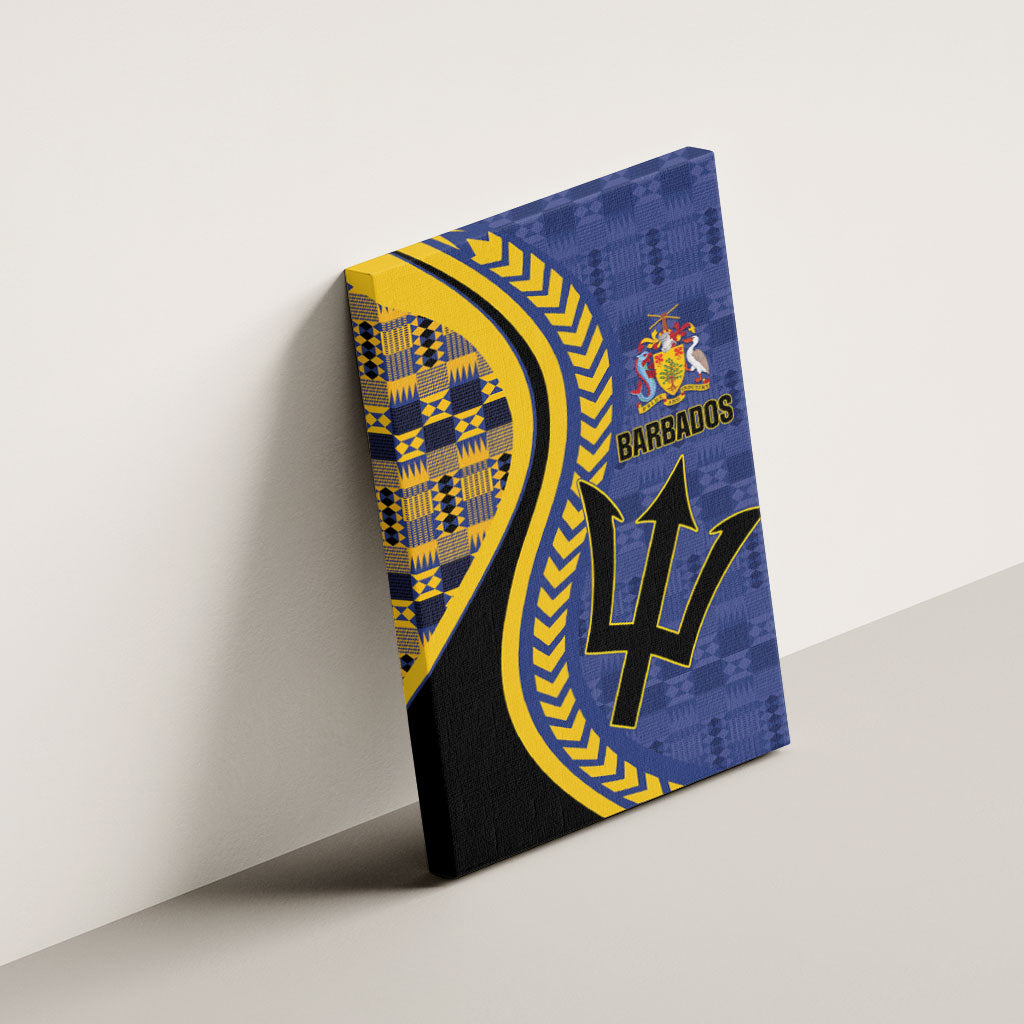 Barbados Trident Canvas Wall Art Afro-Barbadians Kente Pattern