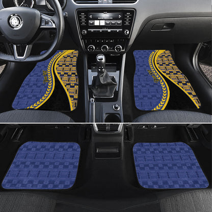 Personalized Barbados Trident Car Mats Afro-Barbadians Kente Pattern