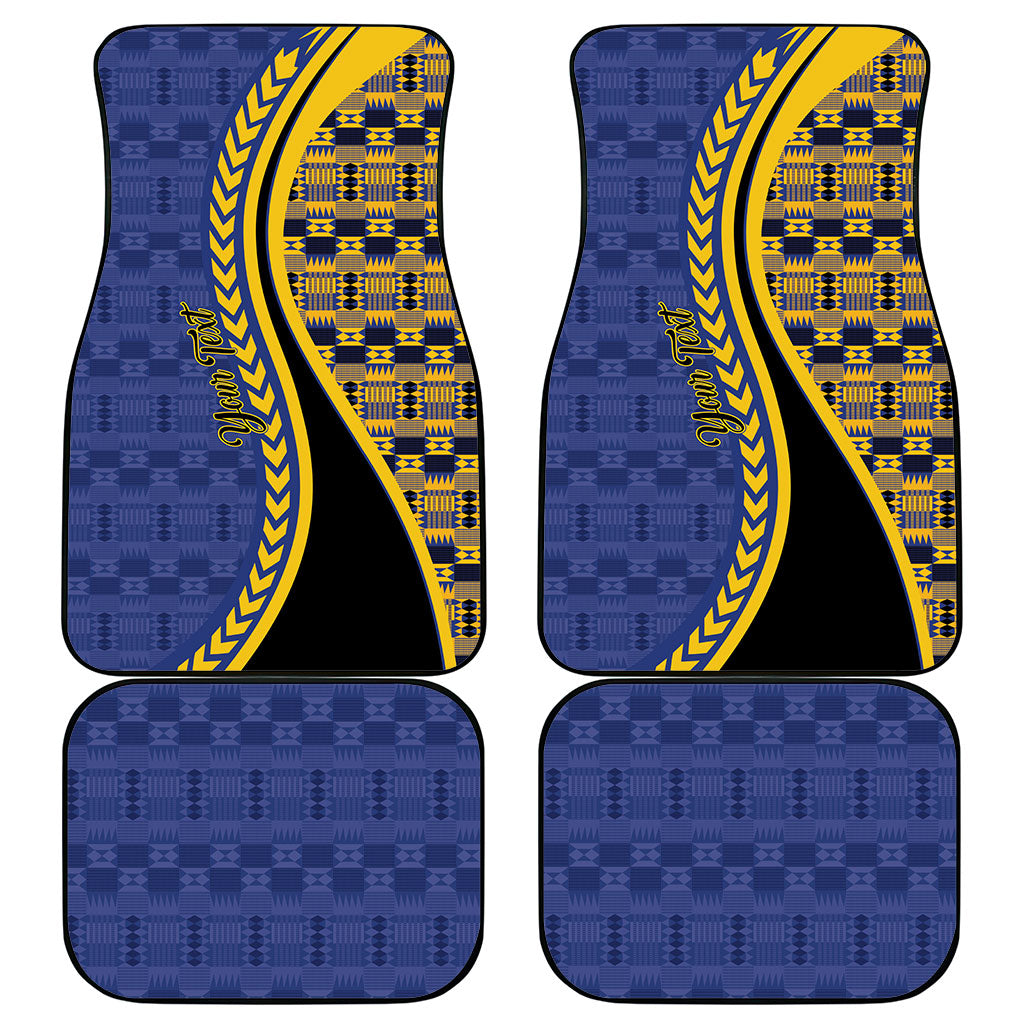 Personalized Barbados Trident Car Mats Afro-Barbadians Kente Pattern