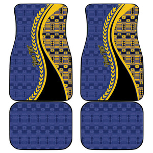 Personalized Barbados Trident Car Mats Afro-Barbadians Kente Pattern
