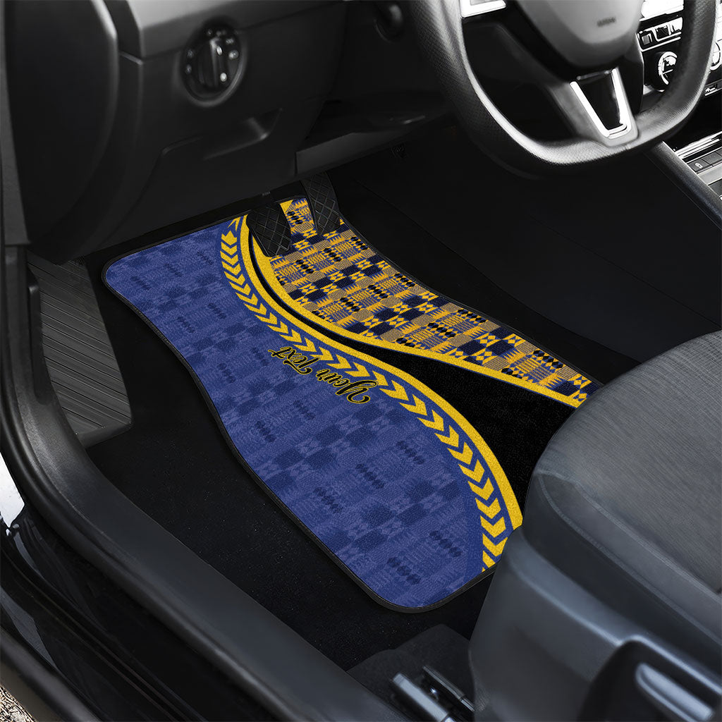 Personalized Barbados Trident Car Mats Afro-Barbadians Kente Pattern