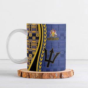 Personalized Barbados Trident Ceramic Mug Afro-Barbadians Kente Pattern