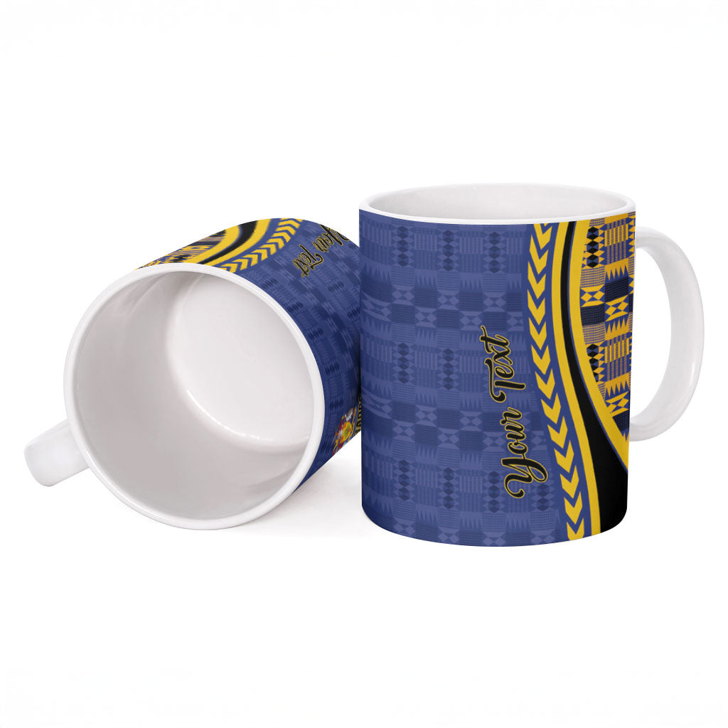 Personalized Barbados Trident Ceramic Mug Afro-Barbadians Kente Pattern