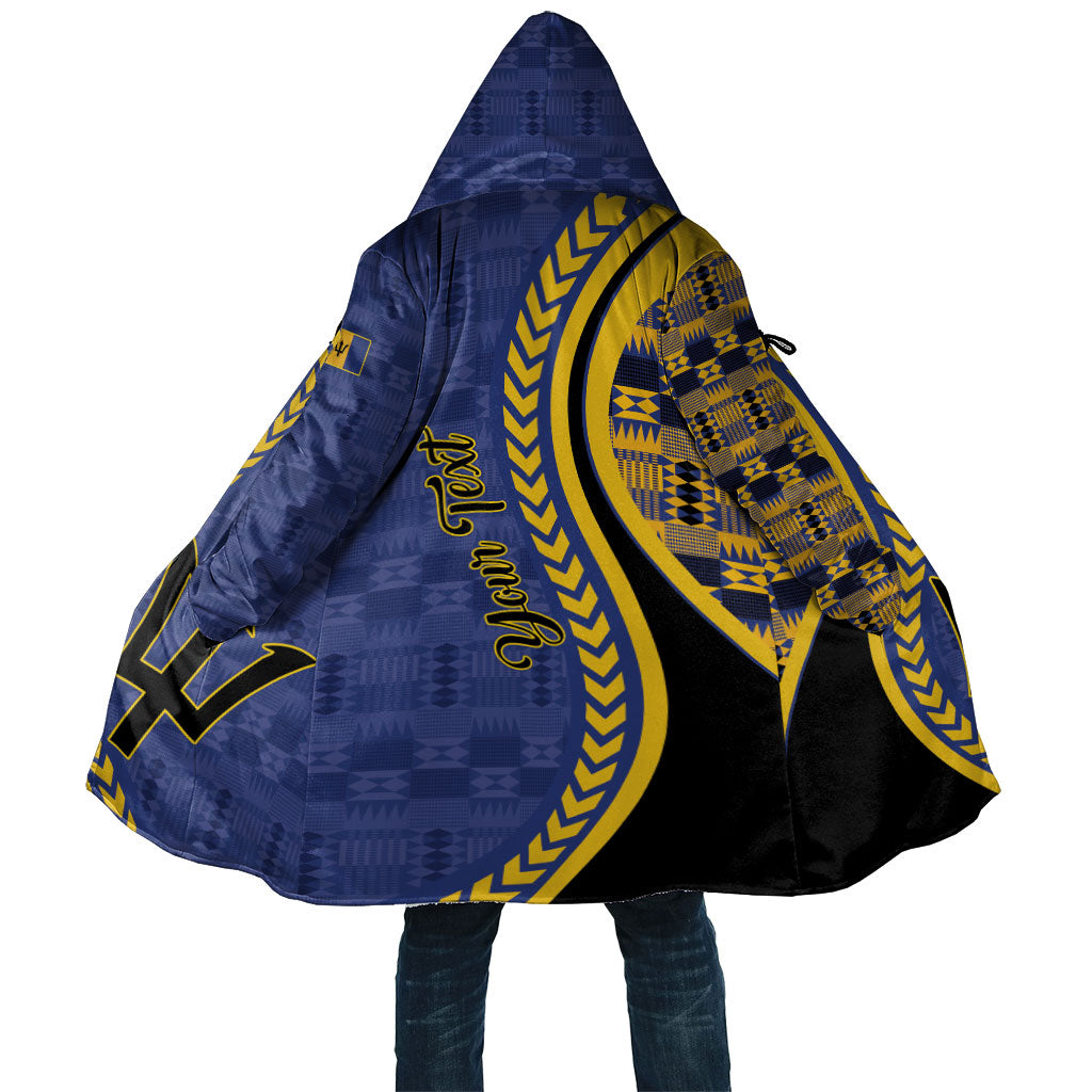 Personalized Barbados Trident Cloak Afro-Barbadians Kente Pattern