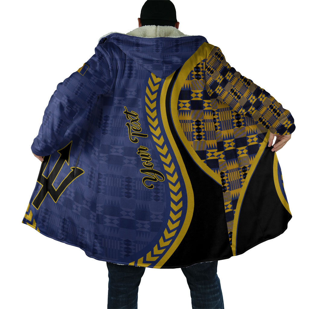 Personalized Barbados Trident Cloak Afro-Barbadians Kente Pattern