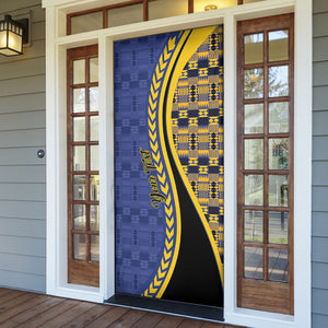 Personalized Barbados Trident Door Cover Afro-Barbadians Kente Pattern