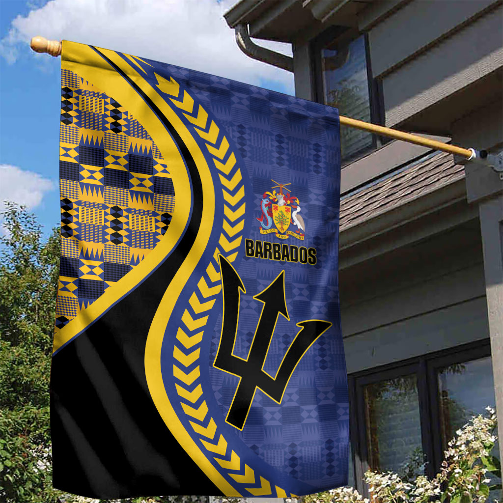 Barbados Trident Garden Flag Afro-Barbadians Kente Pattern