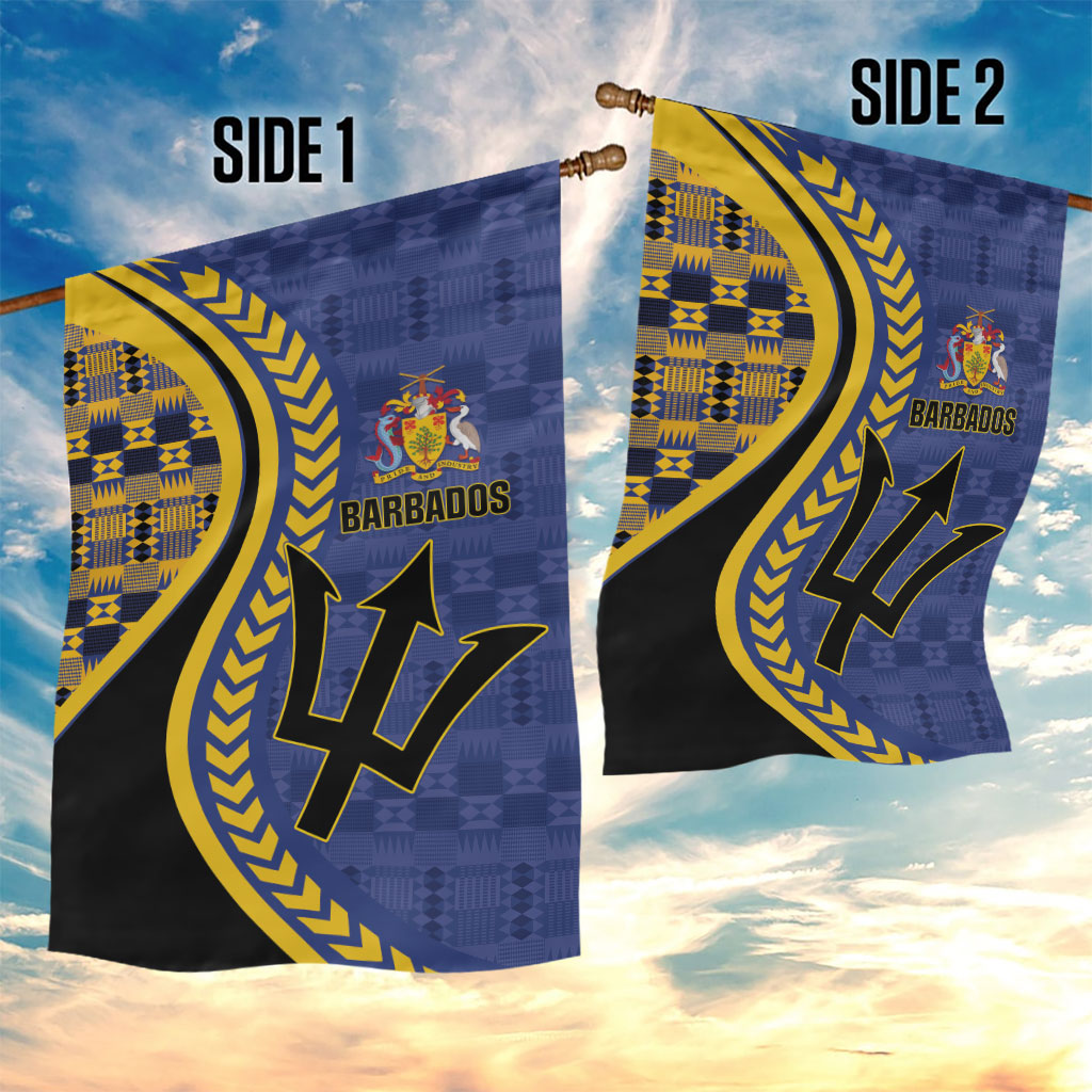 Barbados Trident Garden Flag Afro-Barbadians Kente Pattern