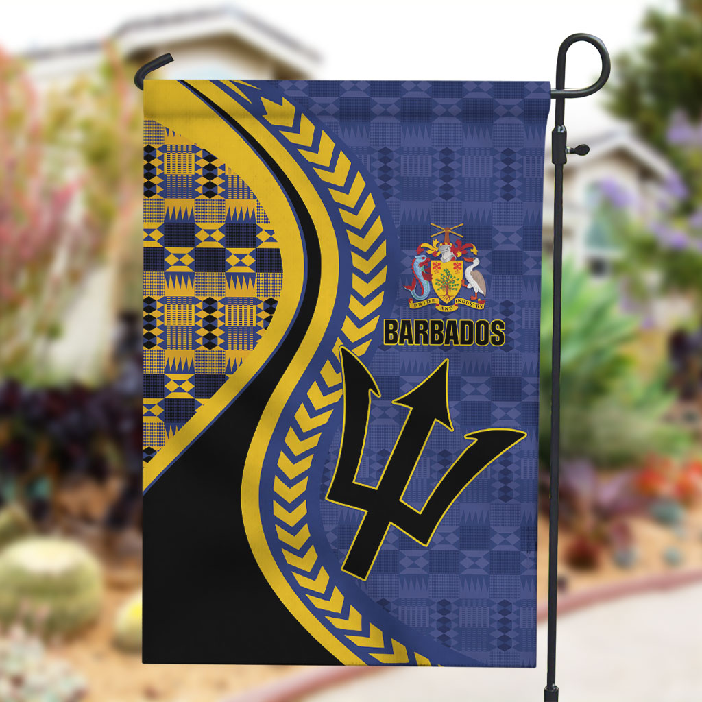 Barbados Trident Garden Flag Afro-Barbadians Kente Pattern