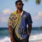 Personalized Barbados Trident Hawaiian Shirt Afro-Barbadians Kente Pattern