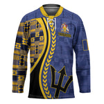 Personalized Barbados Trident Hockey Jersey Afro-Barbadians Kente Pattern